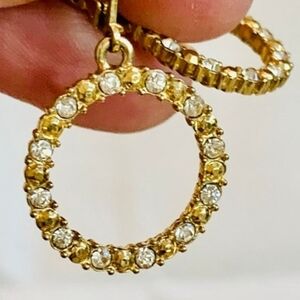 Vintage AVON Gold-Tone Crystal Hoop Earrings
